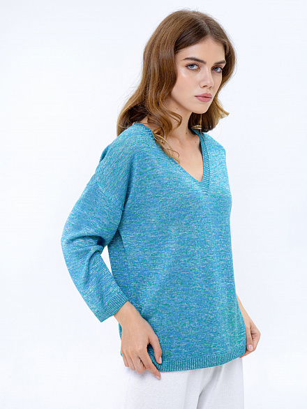 Пуловер женский М0372 ярко-голубой