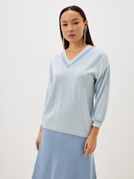 Пуловер женский М0385 голубой